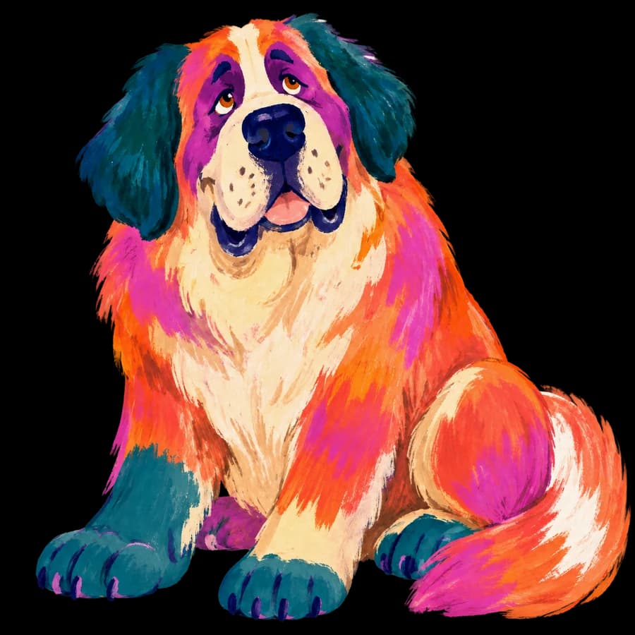 A big, gentle illustrated Saint Bernard