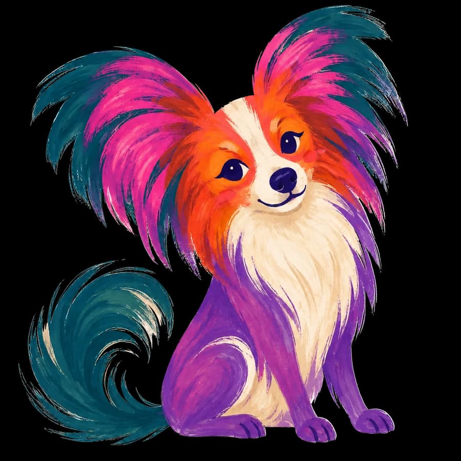 A bright, playful illustrated Papillon